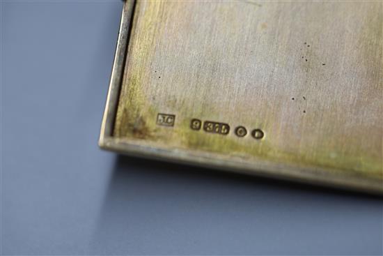 A 1930s Art Deco engine turned 9ct gold miniature travelling photograph frame, Jaques Cartier, London, 1938,